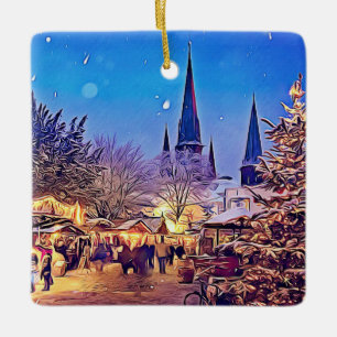 Weihnachten Merry Go Runde und Deutsche Kirche Keramikornament