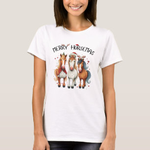 Weihnachten Merry Horsemas Weihnachtspferd T-Shirt