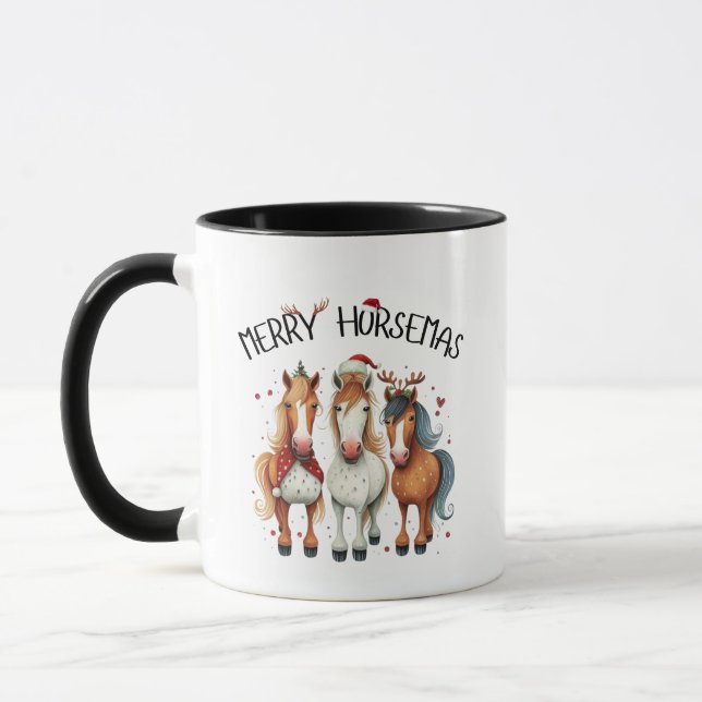 Weihnachten Merry Horsemas Weihnachtspferd Tasse (Links)