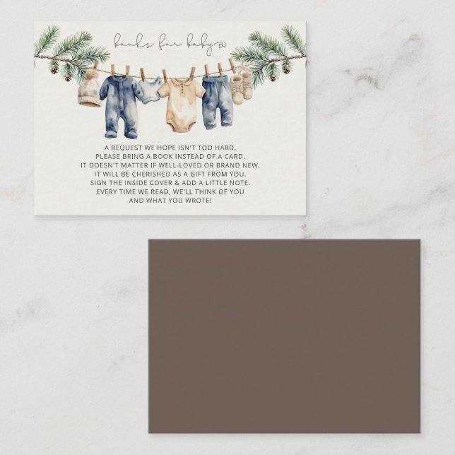 Weihnachten Merry Little Baby Shower Buchanfrage Begleitkarte (Vorne/Hinten)