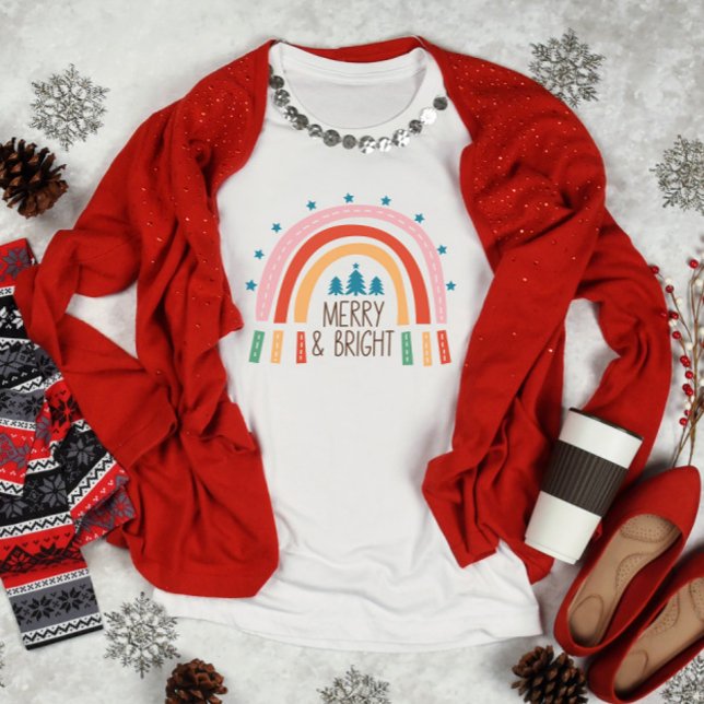 Weihnachten Merry und Bright Regenbogen T-Shirt (Von Creator hochgeladen)