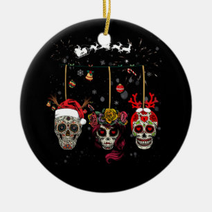 Weihnachten Mexikanische Blume Zuckerschädel in S Keramik Ornament