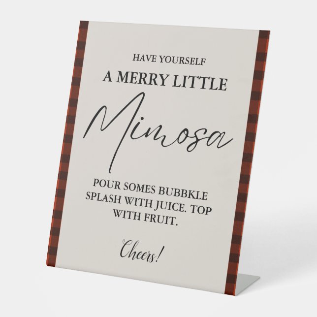 Weihnachten Mimosa Bar Sign Brautparty Brunch Sockelschild (Vorderseite)