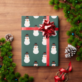 Weihnachten Minimal Niedlich Snowman Retro Green Geschenkpapier