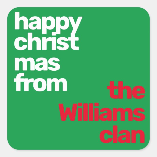 Weihnachten minimalistisch modernes Party rot grün Quadratischer Aufkleber (Vorderseite)