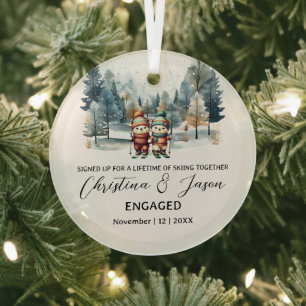 Weihnachten Minimalistischen Wald Schnee Couple Ve Ornament Aus Glas