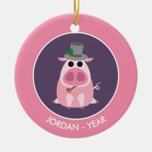 Weihnachten misstrauisch das Schwein Keramik Ornament