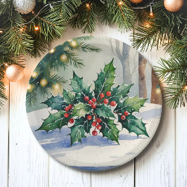 Weihnachten Mistletoe Holiday Watercolor Pappteller