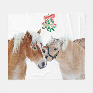 Weihnachten Mistletoe Reittiere Niedliche Ponies Fleecedecke