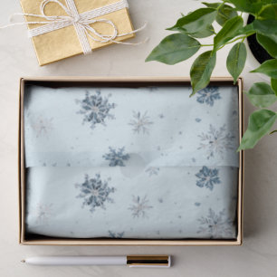 Weihnachten mit blauen Schneeflocken Seidenpapier