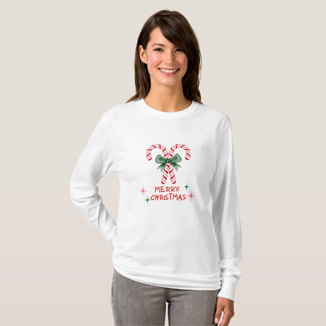 Weihnachten mit Candy Cane T-Shirt (Vorne ganz)