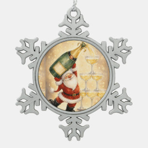 Weihnachten mit dem niedlichen Weihnachtsmann feie Schneeflocken Zinn-Ornament