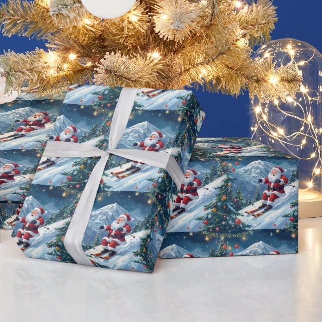 Weihnachten mit dem Weihnachtsmann auf dem Berg Geschenkpapier (Feiertage)