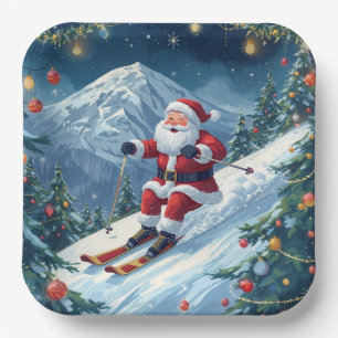 Weihnachten mit dem Weihnachtsmann auf dem Berg Pappteller