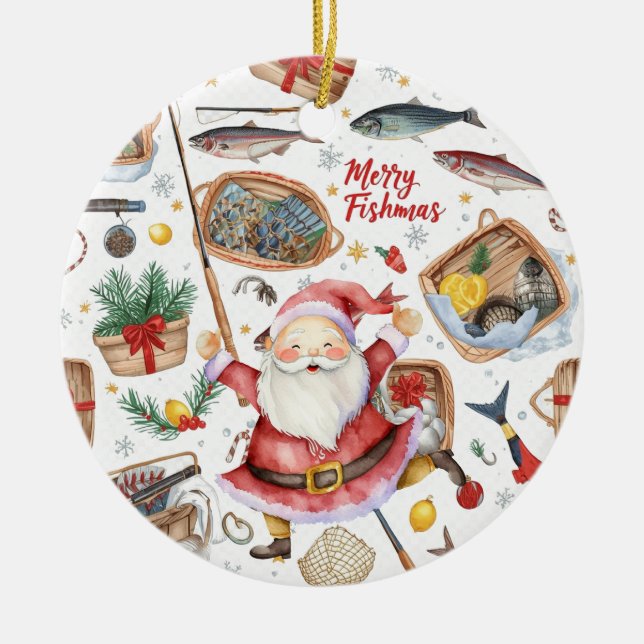 Weihnachten mit dem Weihnachtsmann Keramik Ornament (Vorne)