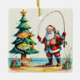 Weihnachten mit dem Weihnachtsmann Keramikornament