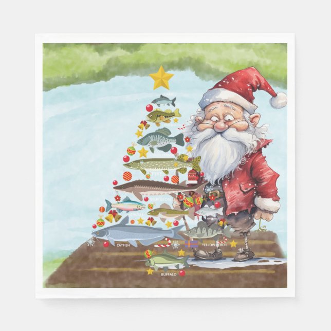 Weihnachten mit dem Weihnachtsmann Serviette (Vorderseite)