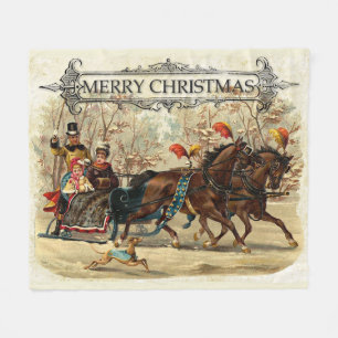 Weihnachten mit der Familie im Vintage-Look Fleecedecke