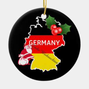 Weihnachten mit deutscher Karte, Flagge und Sankt Keramik Ornament