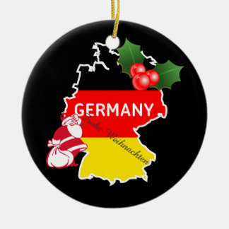 Weihnachten mit deutscher Karte, Flagge und Sankt Keramik Ornament