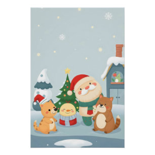 Weihnachten mit einer Santa-Klausel und Katzen Poster