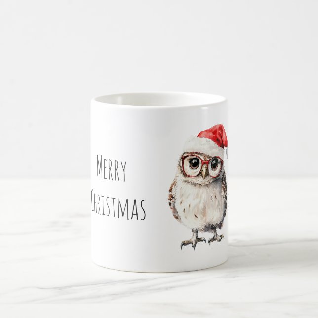 Weihnachten mit Eule mit Brille Kaffeetasse (Mittel)