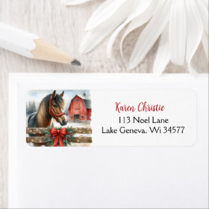 Weihnachten mit festlichem Pferd und rotem Rustika