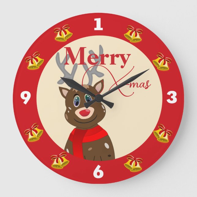 Weihnachten mit Freude Große Wanduhr (Vorderseite)