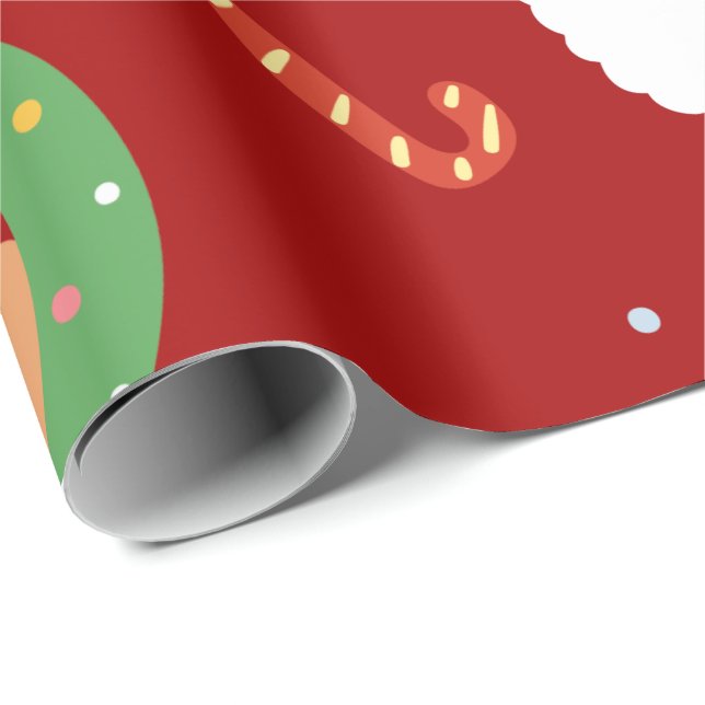 Weihnachten mit Freunden und Candy Canes Geschenkpapier (Rolleneckpunkt)