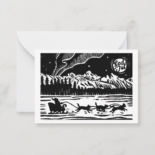 Weihnachten mit Hundeschlitten in der Arktis Mitteilungskarte (Vorderseite)