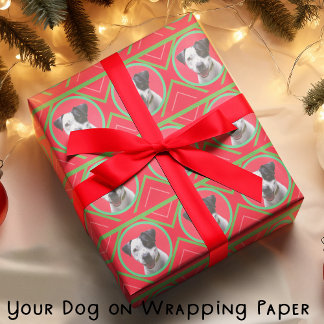 Weihnachten mit Ihrem Foto in Grün und Rot Geschenkpapier