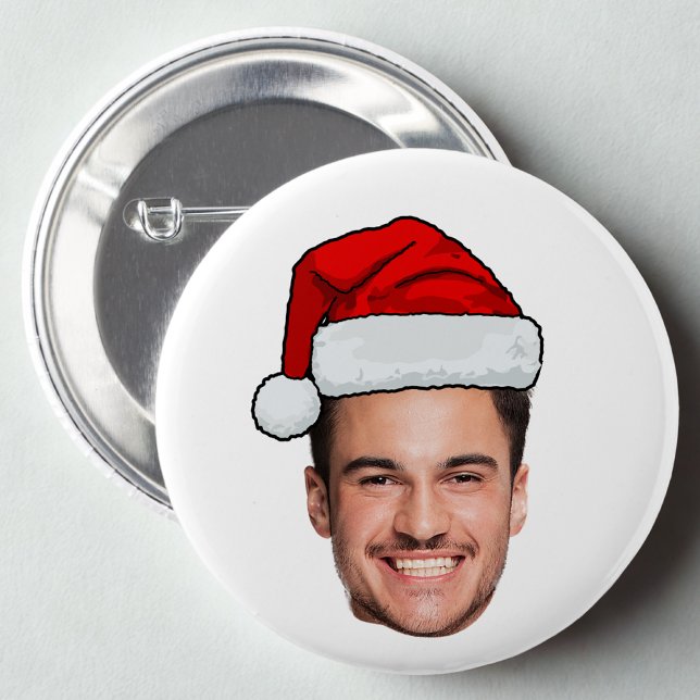Weihnachten mit individuellem Gesichtsfoto und Wei Button (Von Creator hochgeladen)