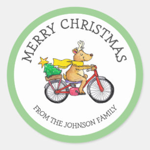 Weihnachten mit individuellem Rentier Runder Aufkleber