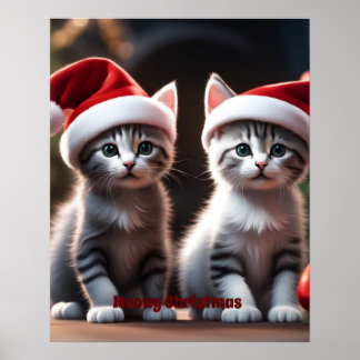 Weihnachten mit Kätzchen Poster