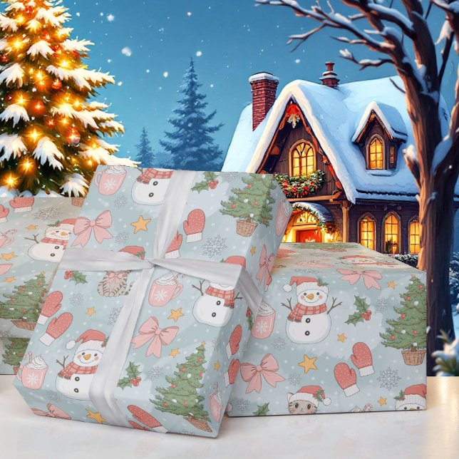 Weihnachten mit Katzen Snowmen Kekse & Milch Geschenkpapier (Von Creator hochgeladen)