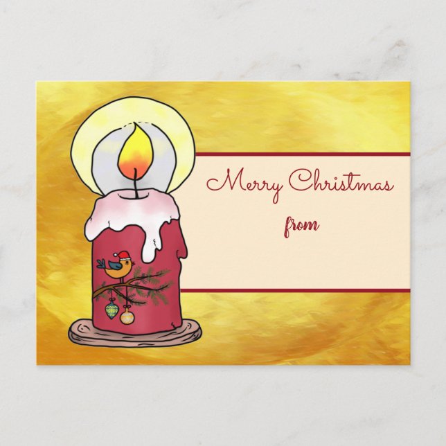 Weihnachten mit Kerze Postkarte (Vorderseite)