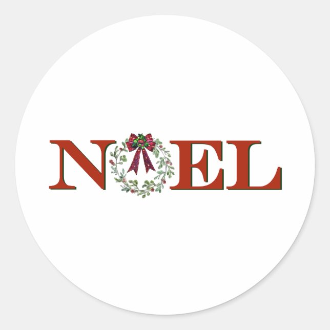 Weihnachten mit Kranz Runder Aufkleber (Vorderseite)