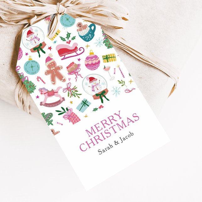 Weihnachten mit Laune Geschenkanhänger (Hand-drawn Christmas Doodles Gift Tags bring Whimsy to every Holiday Gift — by Painted Paperie)