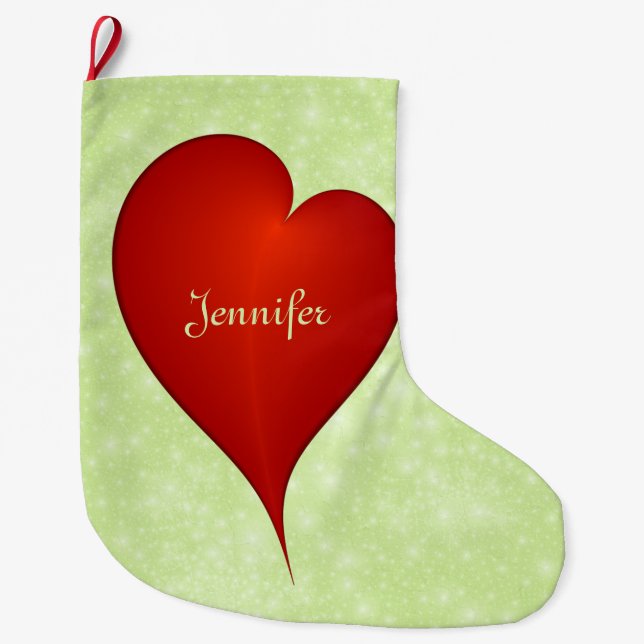 Weihnachten mit Liebe Light Green Heath Name Großer Weihnachtsstrumpf (Vorderseite)