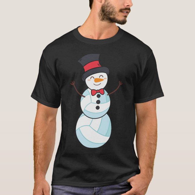 Weihnachten mit lustigen Volleyball-Schneemännern T-Shirt (Vorderseite)
