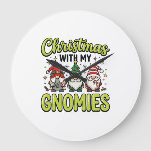 Weihnachten mit meinem Gnom-Design Große Wanduhr