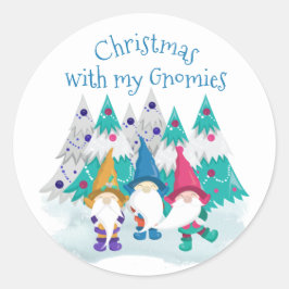 Weihnachten mit meinem Gnomies Fun Niedlich Holida Runder Aufkleber