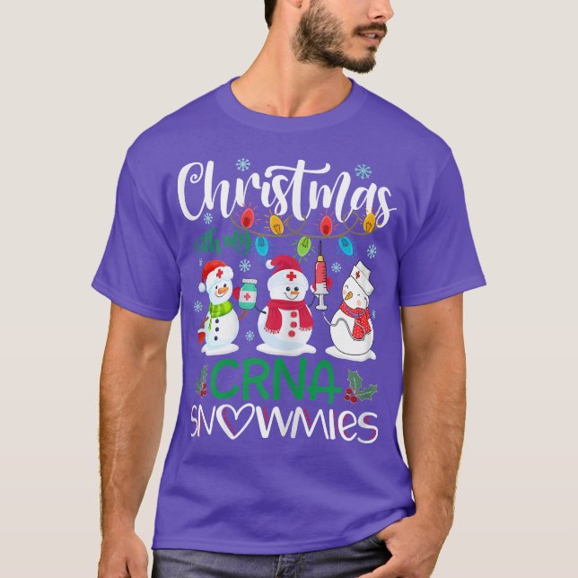 Weihnachten mit meinen CRNA Snowmies Nurse Steth T-Shirt (Vorderseite)