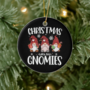 Weihnachten mit meinen Gnomen Buffalo Red Kariert  Keramik Ornament