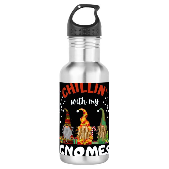 Weihnachten mit meinen Gnomen Edelstahlflasche (Vorderseite)