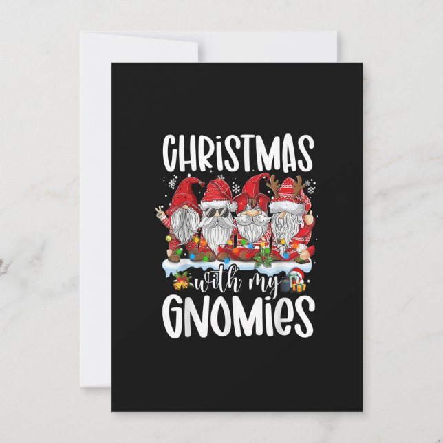 Weihnachten mit meinen Gnomen Funny Red Gnome Xmas Einladung (Vorderseite)