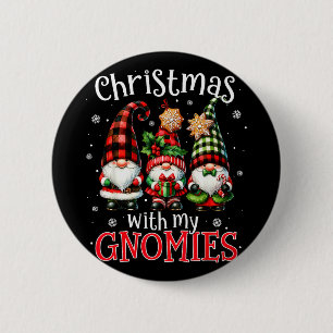 Weihnachten mit meinen Gnomies Büffelkariert Gnom Button