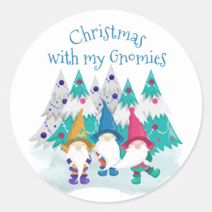Weihnachten mit meinen Gnomies Lustige niedliche F Runder Aufkleber