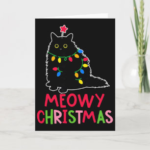 Weihnachten mit Meowy-Xmas-Lichtern Schwarze Katze Karte