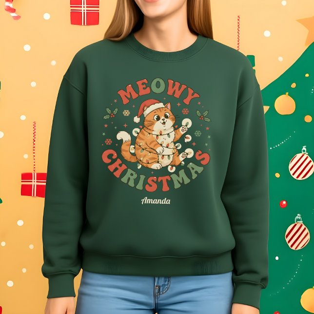 Weihnachten mit Mieze Lustiger Katzen-Weihnachts-P Sweatshirt (Von Creator hochgeladen)